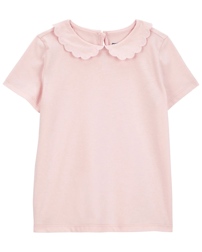 Toddler Scalloped Collar Short-Sleeve Top - Pink