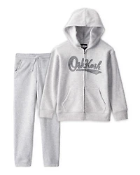 Boys 2-Piece Daydream Fleece Logo Hooded Zip-Up Jacket & Joggers Set - Grey