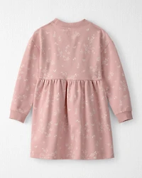 Toddler Girl Organic Cotton French Terry Dress in Pink Bunnies Print