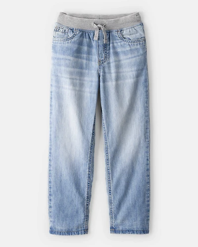 Boys Denim Pull-On Straight Jeans - Light Wash