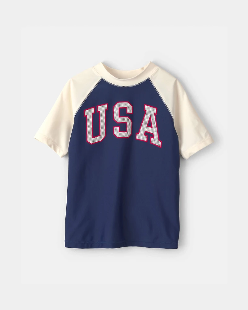 Boys 'USA' Short-Sleeve Rashguard - Red/White/Blue