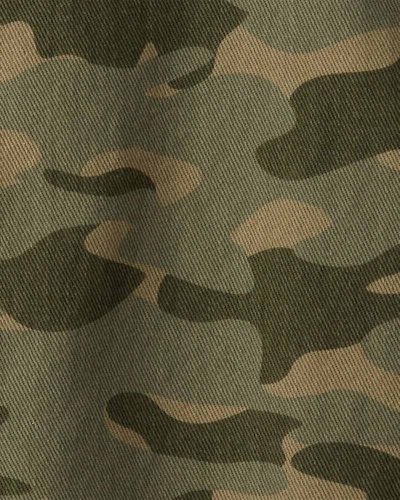 Boys Camo Cotton Long-Sleeve Fashion Jacket - Green