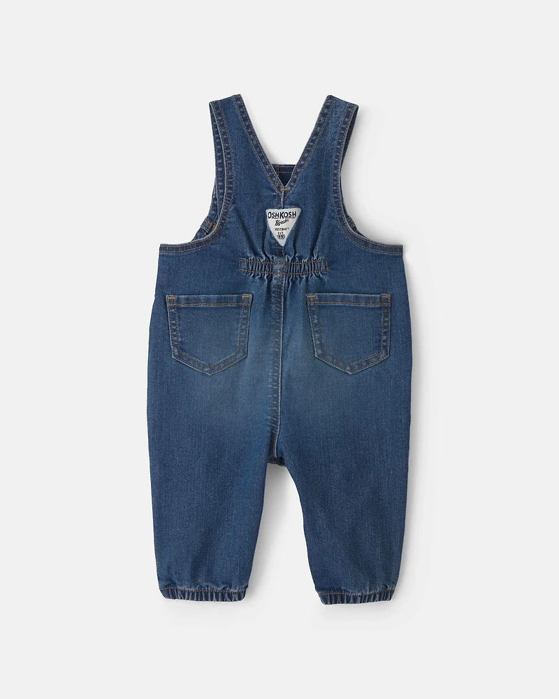 Baby Girl Denim Overalls - Medium Wash