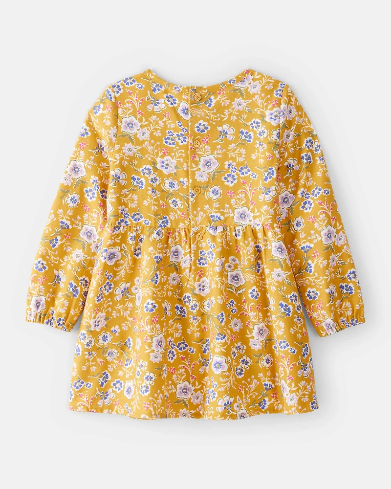 Toddler Girl Smocked Floral Long-Sleeve Dress - Yellow
