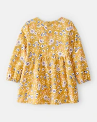 Toddler Girl Smocked Floral Long-Sleeve Dress - Yellow