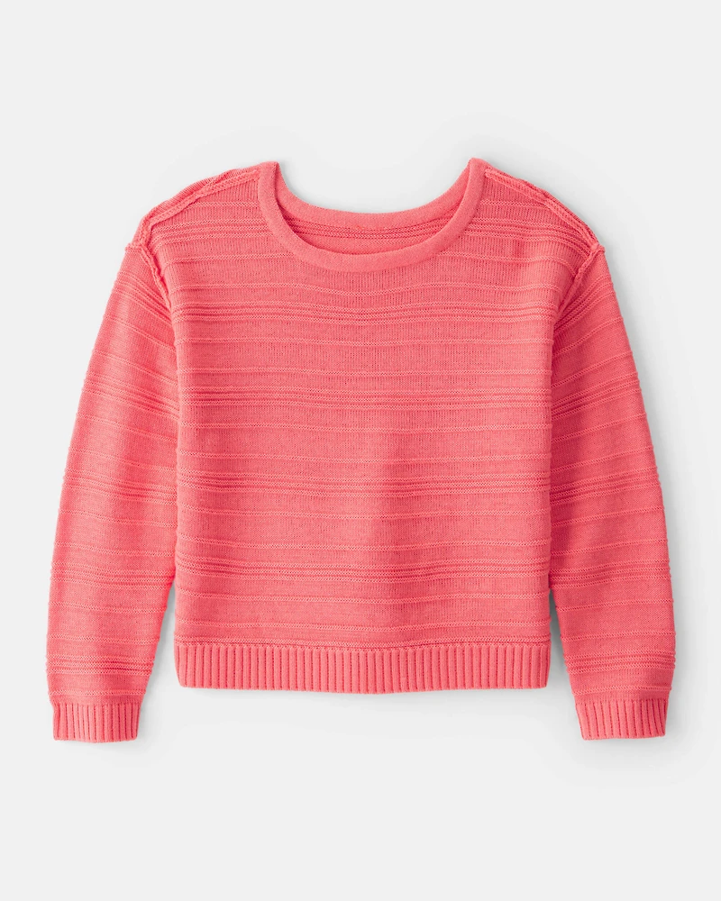 Girls Long-Sleeve Sweater - Coral