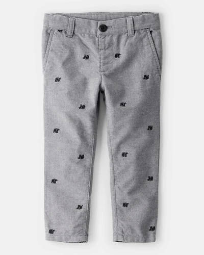 Toddler Boy Bear Print Dress Pants - Grey