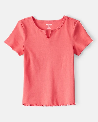 Girls Cotton Short-Sleeve Top - Orange