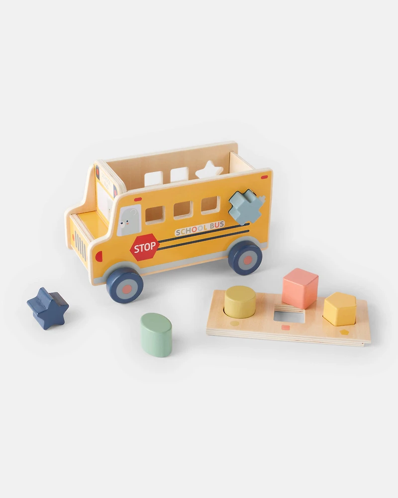 School Bus Wooden Activity Toy Set