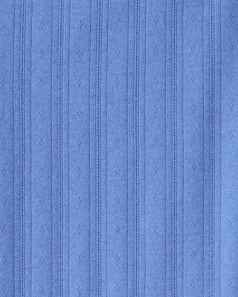 Girls Pointelle Long-Sleeve Top - Blue