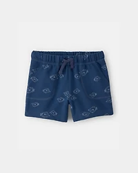 Toddler Boy Fish French Terry Shorts - Blue