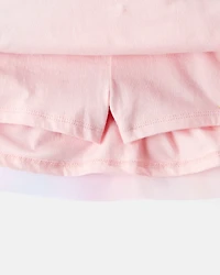 Toddler Girl 2-Piece Necklace Printed Tee & Rainbow Skort Set - Pink