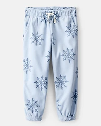 Toddler Girl Snowflake Cozy Jogger Pant- Blue