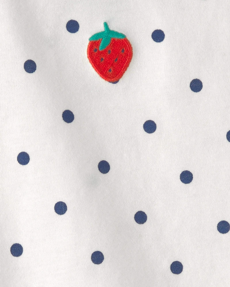 Baby Girl Strawberry Polka Dot Top - White
