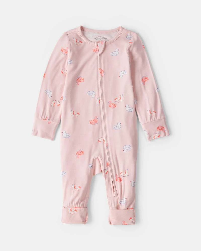 Baby Girl Flamingo PurelySoft™ 2-Way Zip Sleep & Play Pajamas - Pink