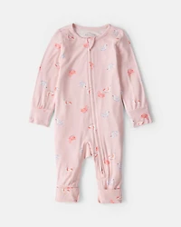 Baby Girl Flamingo PurelySoft™ 2-Way Zip Sleep & Play Pajamas - Pink