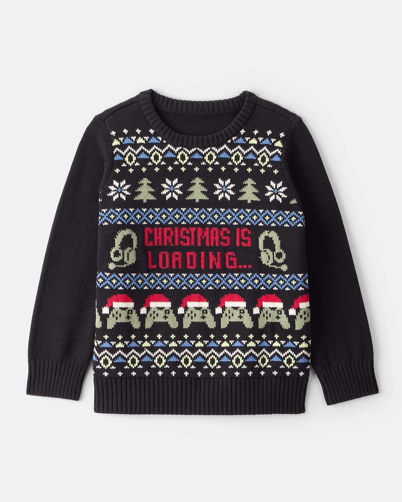 Boys Fair Isle Long-Sleeve Sweater - Black