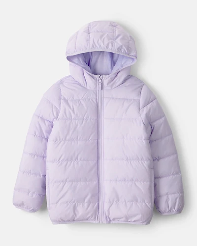 Kid Packable Hooded Puffer Jacket - Purple