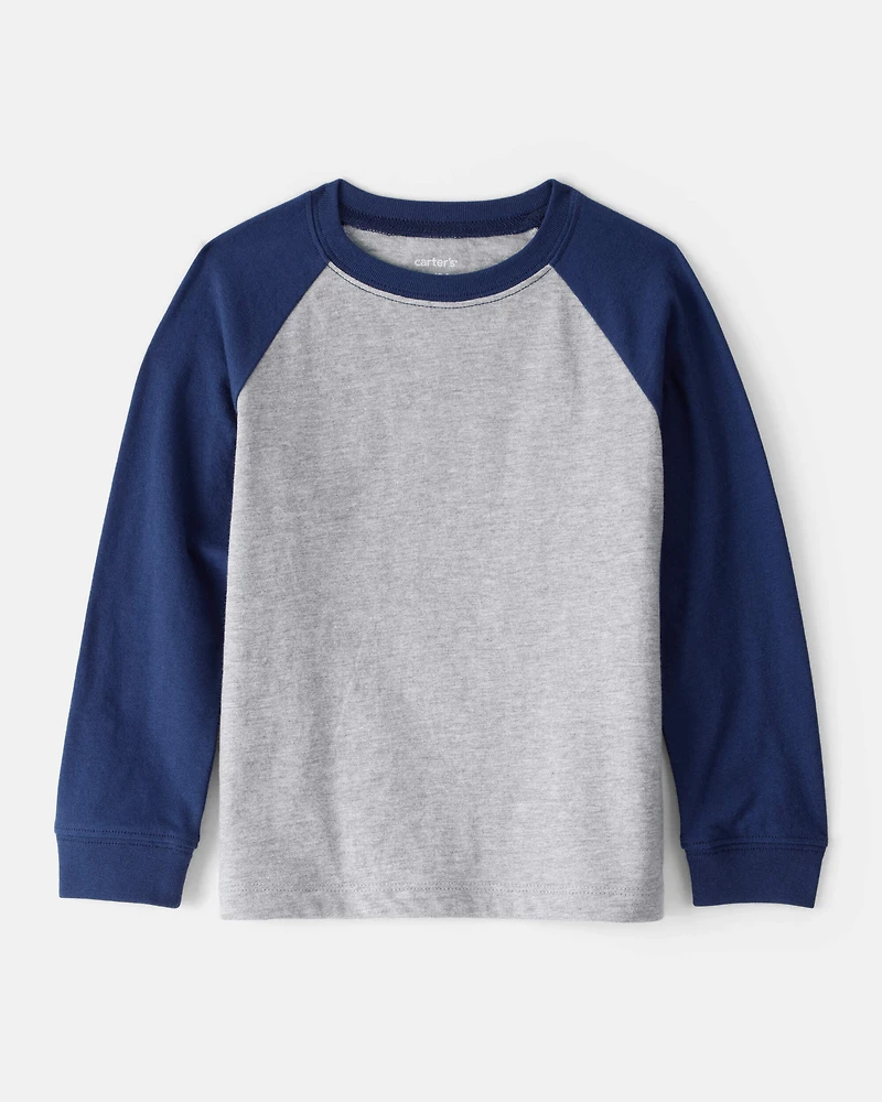 Toddler Boy Long-Sleeve Raglan Tee - Grey