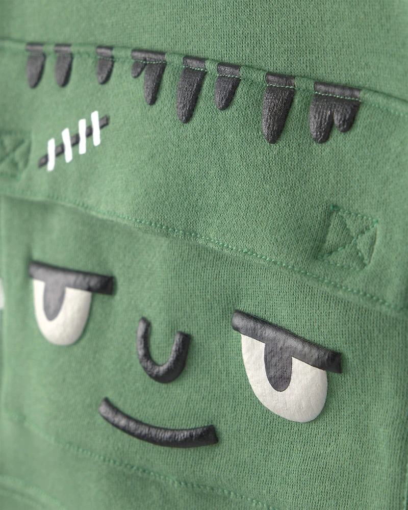 Toddler Boy Frankenstein Halloween Hoodie - Green