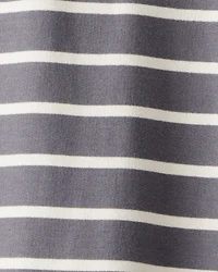 Baby Boy Striped Cotton Long-Sleeve Polo Jumpsuit - Grey/Ivory