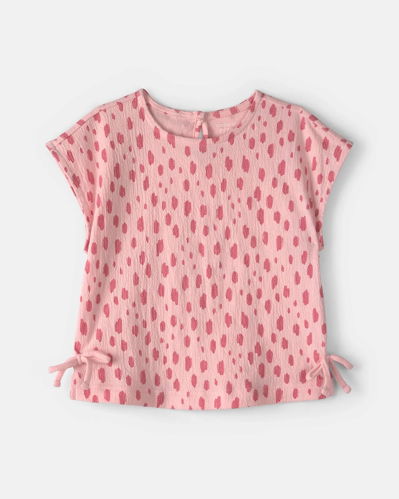 Girls Dots Short-Sleeve Top - Pink