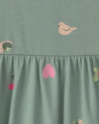 Baby Girl Butterfly Short-Sleeve Dress - Green