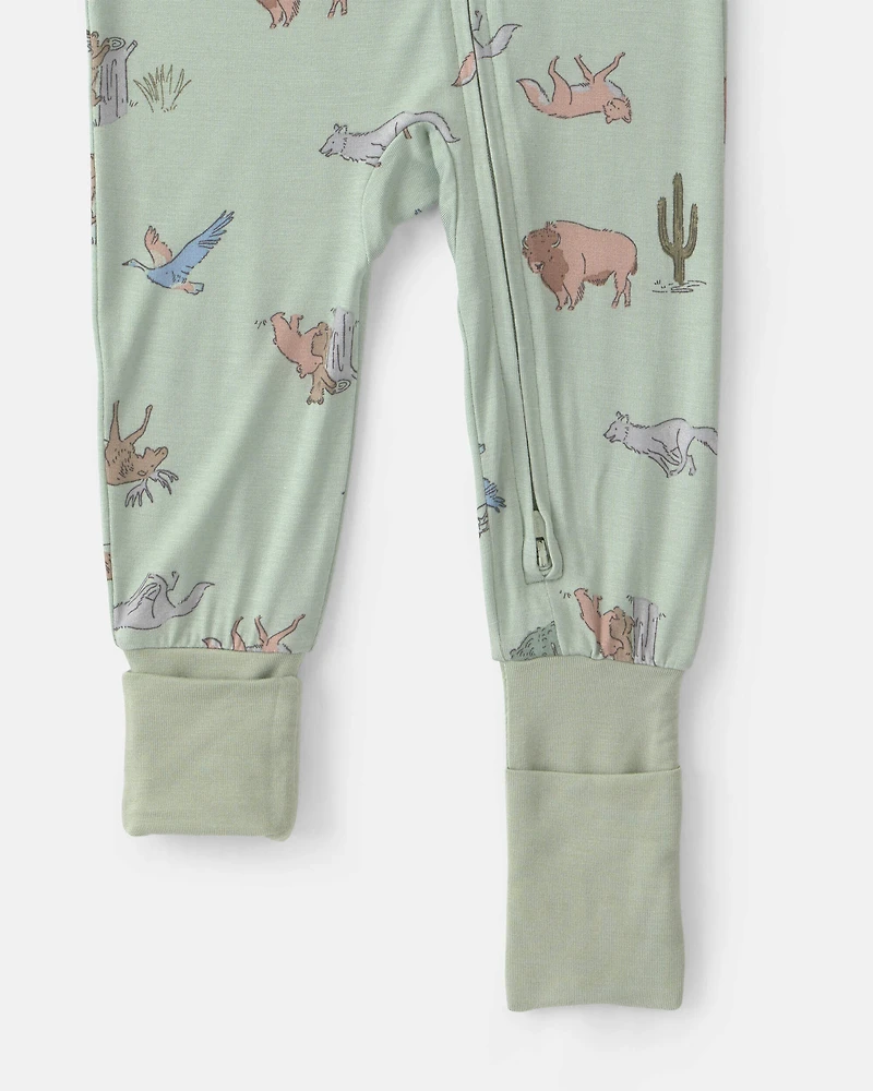 Baby Boy 1-Piece Animals PurelySoft™ Snug Fit Pajama - Green
