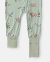 Baby Boy 1-Piece Animals PurelySoft™ Snug Fit Pajama - Green