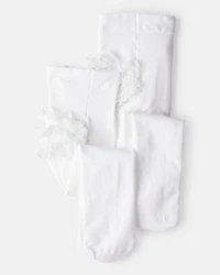 Baby Girl 2-Pack Tights - White