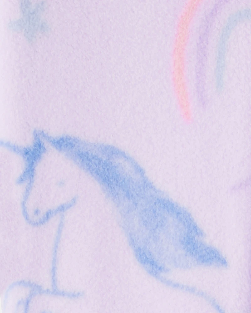 Baby Girl Unicorn Print Loose Fit Long-Sleeve 2-Way Zip 1-Piece Pajamas - Purple