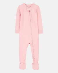 Baby Girl Solid PurelySoft Footie 1-Piece Pajamas - Pink