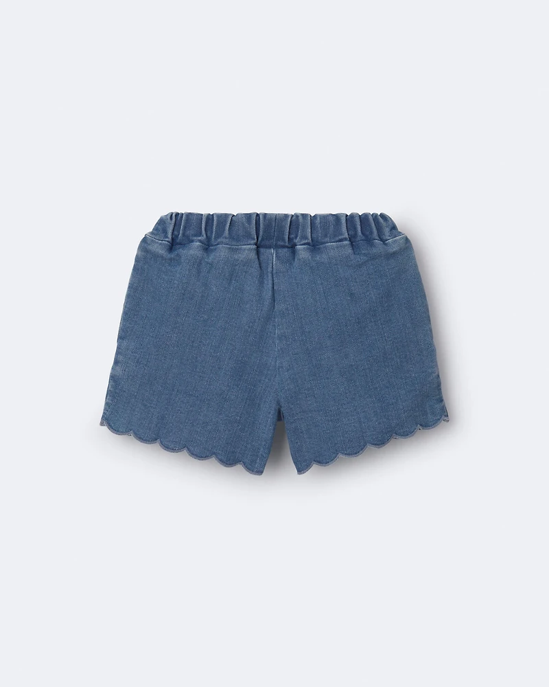 Toddler Girl Scalloped Short in Denim