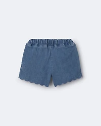 Toddler Girl Scalloped Short in Denim