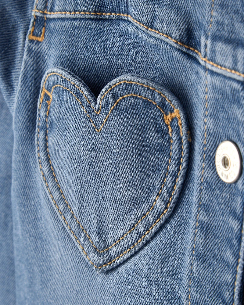 Girls Heart Denim Jacket - Blue