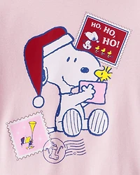 Toddler Girl Peanuts Snoopy Print 100% Cotton Long-Sleeve Snug Fit 2-Piece Pajamas - Pink