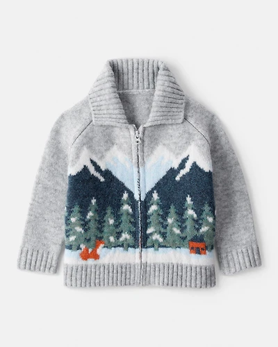 Baby Boy Mountain Print Long-Sleeve Sweater - Grey