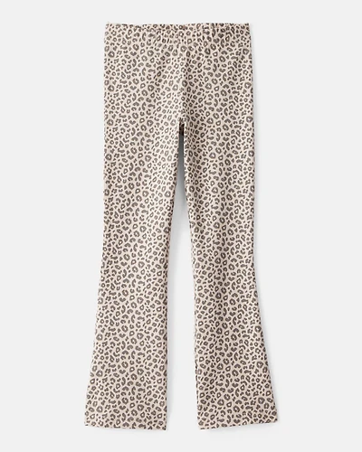 Girls Cotton Leopard Stretch Flare Leggings