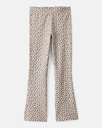 Girls Cotton Leopard Stretch Flare Leggings