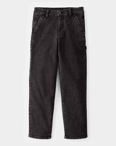 Boys Baggy Iconic Denim Carpenter Pants - Black Wash