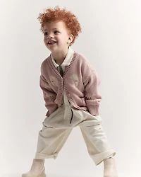 Toddler Girl Star & Moon Pocket Cardigan - Light Pink