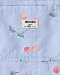 Toddler Girl Cherry Canvas Shortall - Blue