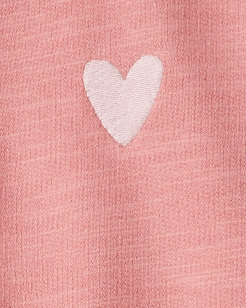 Toddler Girl Heart Cotton Long-Sleeve Cardigan Sweater - Pink