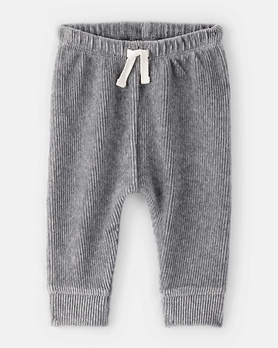 Baby Boy Ribbed Velour Pant - Dark Grey