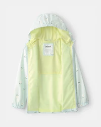 Girls Floral Raincoat - Blue