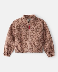 Girls Leopard Print Long-Sleeve Fashion Jacket - Brown