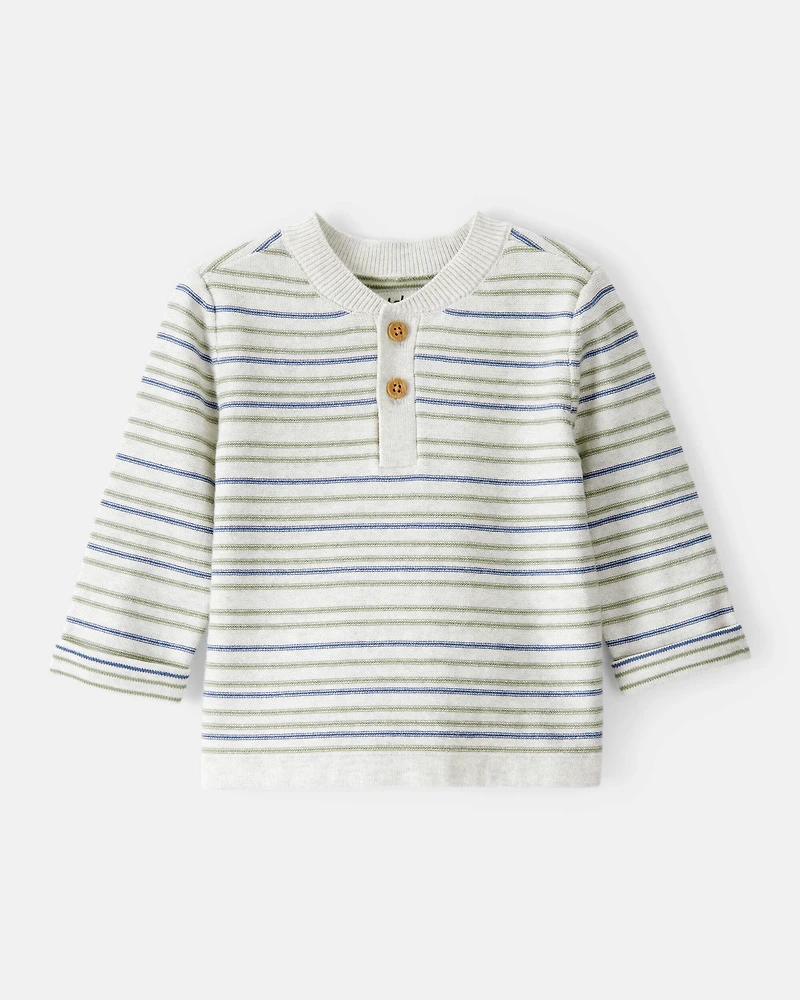 Baby Boy Long-Sleeve Stripe Fashion Top - Grey