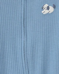 Baby Puppy Cotton 2-Way Zip Sleep & Play Pajamas - Blue