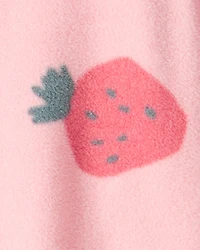 Baby Girl 1-Piece Strawberry Fleece Footie Pajamas - Pink