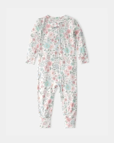 Baby Girl Butterfly Garden PurelySoft 2-Way Zip 1-Piece Pajama